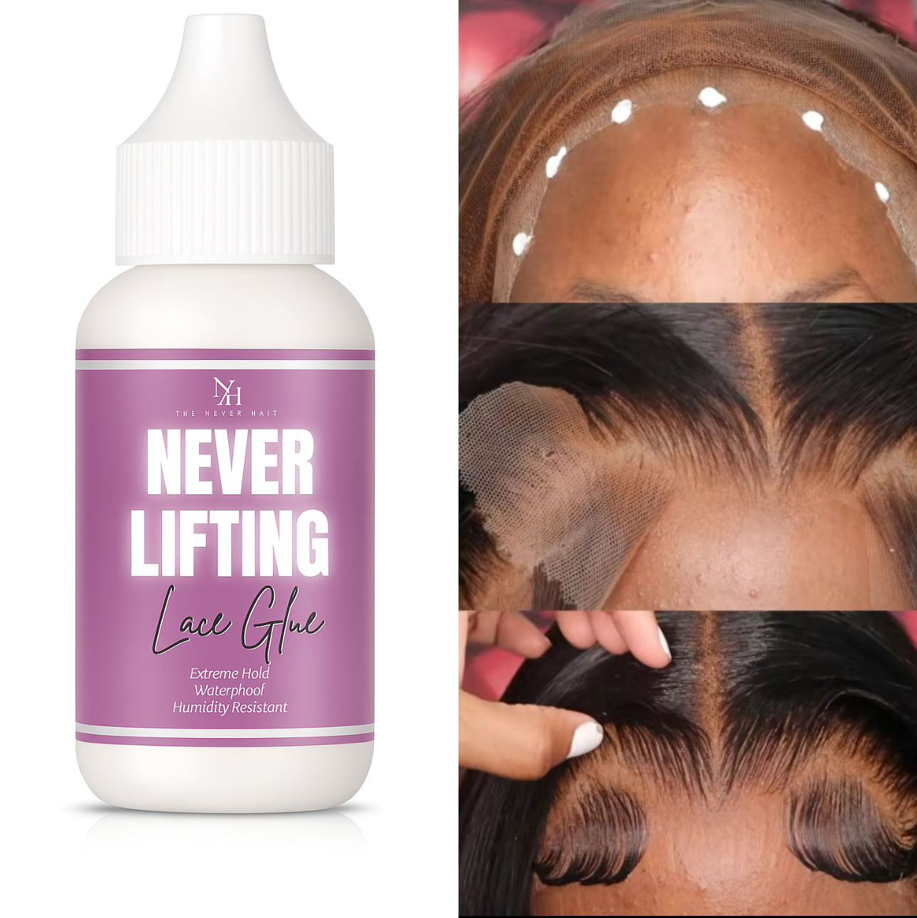 THENICHOLEHAIR Never Lifting Lace Glue For Wig Install Waterproof Stronghold 1.3 oz Latex-Free Safe for All Skin Types